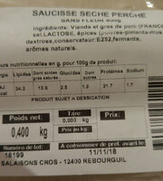 Saucisse seche perch