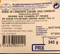 Queue de langouste caraibe crue