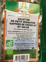 Galette de petit épeautre nappées chocolat au goji