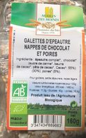 Galettes d'épeautre nappées de chocolat et poires