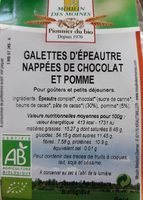 Galettes d'épeautre nappées de chocolat et pomme