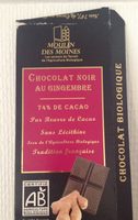 Chocolat noir au gingembre 74% de Cacao