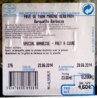 Pavé de thon mariné aux herbes de provence