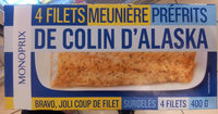 Filets meunière préfrits de colin d'Alaska, surgelés