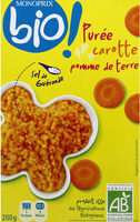 Purée de pommes de terre et carotte