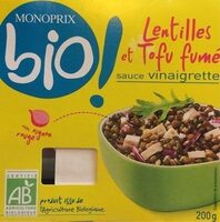 Lentilles et tofu fumé sauce vinaigrette