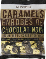 Bonbons caramels enrobés de chocolat noir