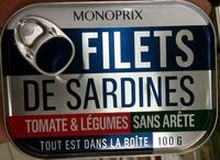 Filets de Sardines (Tomate & Légumes), Sans arête