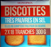 Biscottes très pauvres en sel