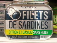 Filets de sardines citron et basilic