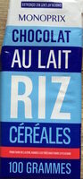 Chocolat au lait riz céréales