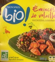 Emincés de volaille aux lentilles cuisinées