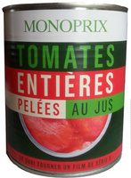 Tomates entières pelées au jus