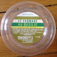 Olives vertes et fromage au basilic