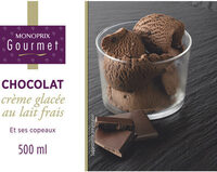 Chocolat, crème glacée au lait frais et ses copeaux
