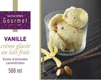 Crème glacée à la vanille et éclats d'amandes caramélisées