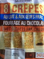 Crêpes fourrées au chocolat, au lait frais, sans conservateur