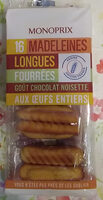 Madeleines longues aux oeufs frais fourrage chocolat noisette