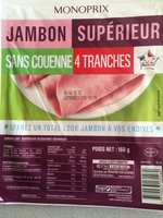 Jambon supérieur sans couenne 4 tranches