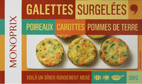 Galettes de poireaux carottes pommes de terre préfrites surgelées