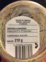 Salade de Tomates Cerise, Lentilles et Basilic