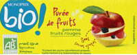 Compote en purée de fruits pomme et fruits rouges