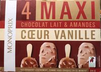 Bâtonnets maxi chocolat au lait & amandes coeur vanille