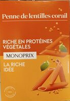Penne de lentilles corail