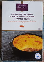 Parmentier de canard purée de pommes de terre et patates douces cuisiné aux champignons de Paris