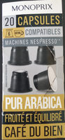 Capsules de café pur arabica fruité et équilibré