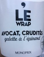Le Wrap Avocat, crudités, galette à l'epinard