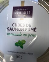 Cubes de saumon fumé marinade au pesto