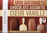 Mini bâtonnets chocolat coeur vanille assortis