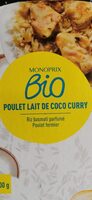 Poulet lait de coco curry, riz basmati parfumé