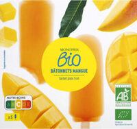 Bâtonnets mangue sorbet plein fruit