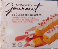 Bûchettes glacées sorbet mangue glace noix de coco