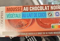 Mousse au chocolat noir végétale au lait de coco