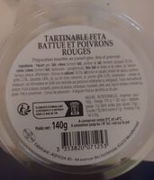 Tartinade fêta battue et poivrons rouges