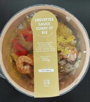 Crevettes sauce curry et riz
