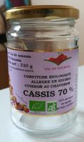 Confiture biologique allégée en sucre cassis 70%