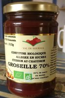 Groseille 70% - Confiture biologique allegée en sucres