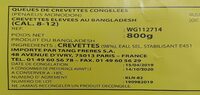 Queue de crevettes congelées