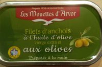 Filets d'anchois à l'huile d'olive vierge extra et aux olives