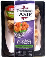 6 raviolis chinois Légumes Coriandre sauce aigre-douce
