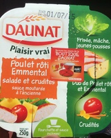 Poulet rôti Emmental salade et crudités sauce moutarde à l'ancienne
