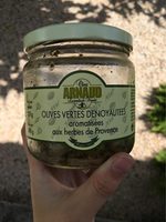 Olives vertes denoyautees aromatisees aux herbes de provence