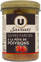 Olives vertes farcies à la pâte de poivrons