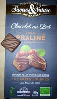 Chocolat au lait cœur praliné à la noisette