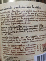 Saucisses de toulouse aux lentilles MAISON RIVIERE, boîte 4/4