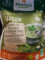 Soupe repas veggie legumes verts pois casses et quinoa real